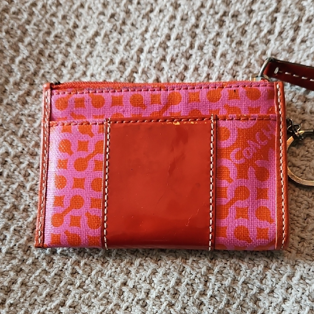 Coach Pink and Orange Patterned Pouch